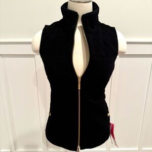 Lily Pulitzer new black reversible faux suede, fleece vest, size XXS